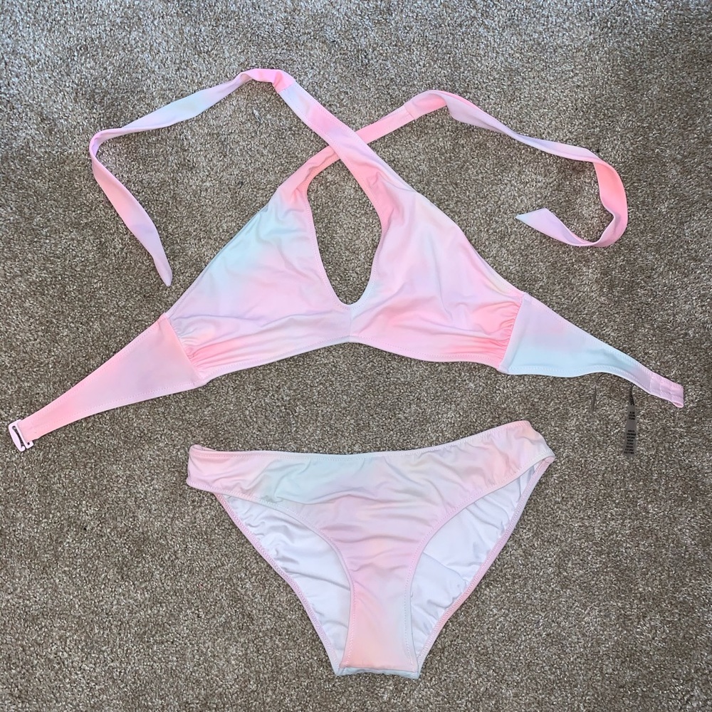 VS PINK watercolor bikini worn once